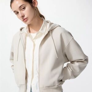 Cream Zip-Up Hoodie and sweatpants athleisure set